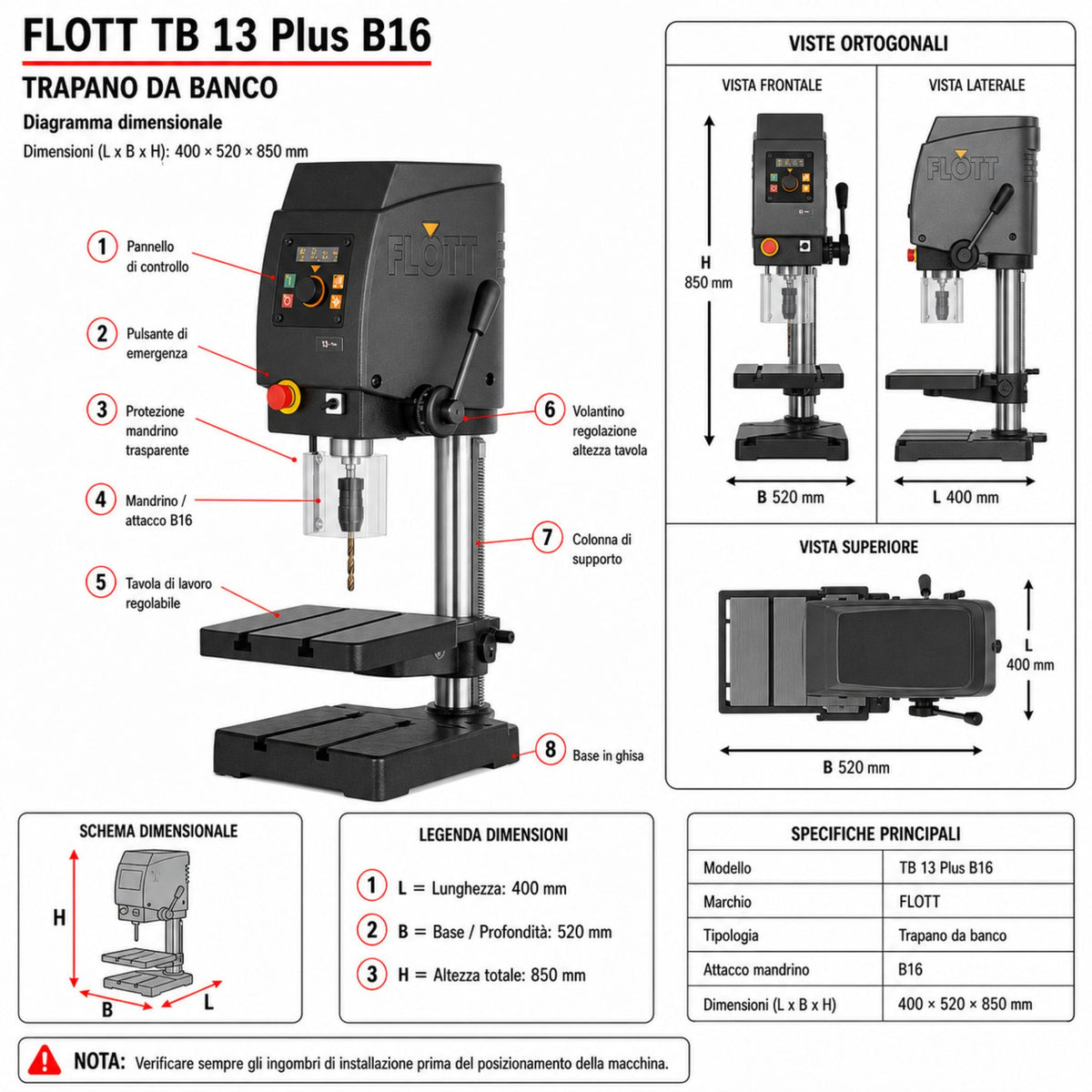 Flott TB 13 Plus B16 vrtalna stiskalnica