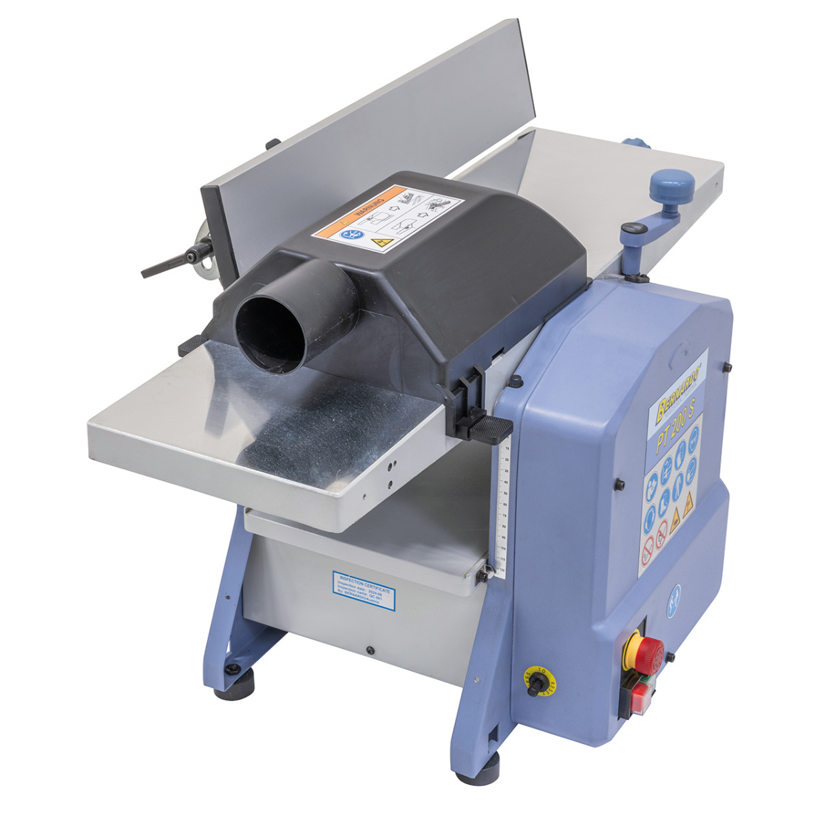 Pialla filo-spessore PT 200 S / 230 V con albero a spirale per una lavorazione precisa e uniforme del legno.