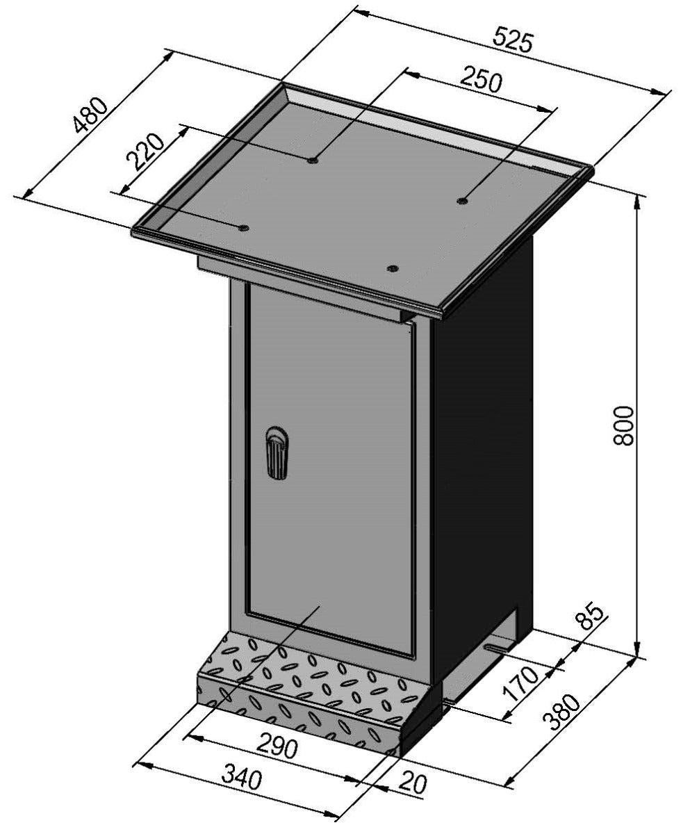 Basamento Bernardo BF 2 con vasca raccoglitruccioli ā supporto universale per macchine