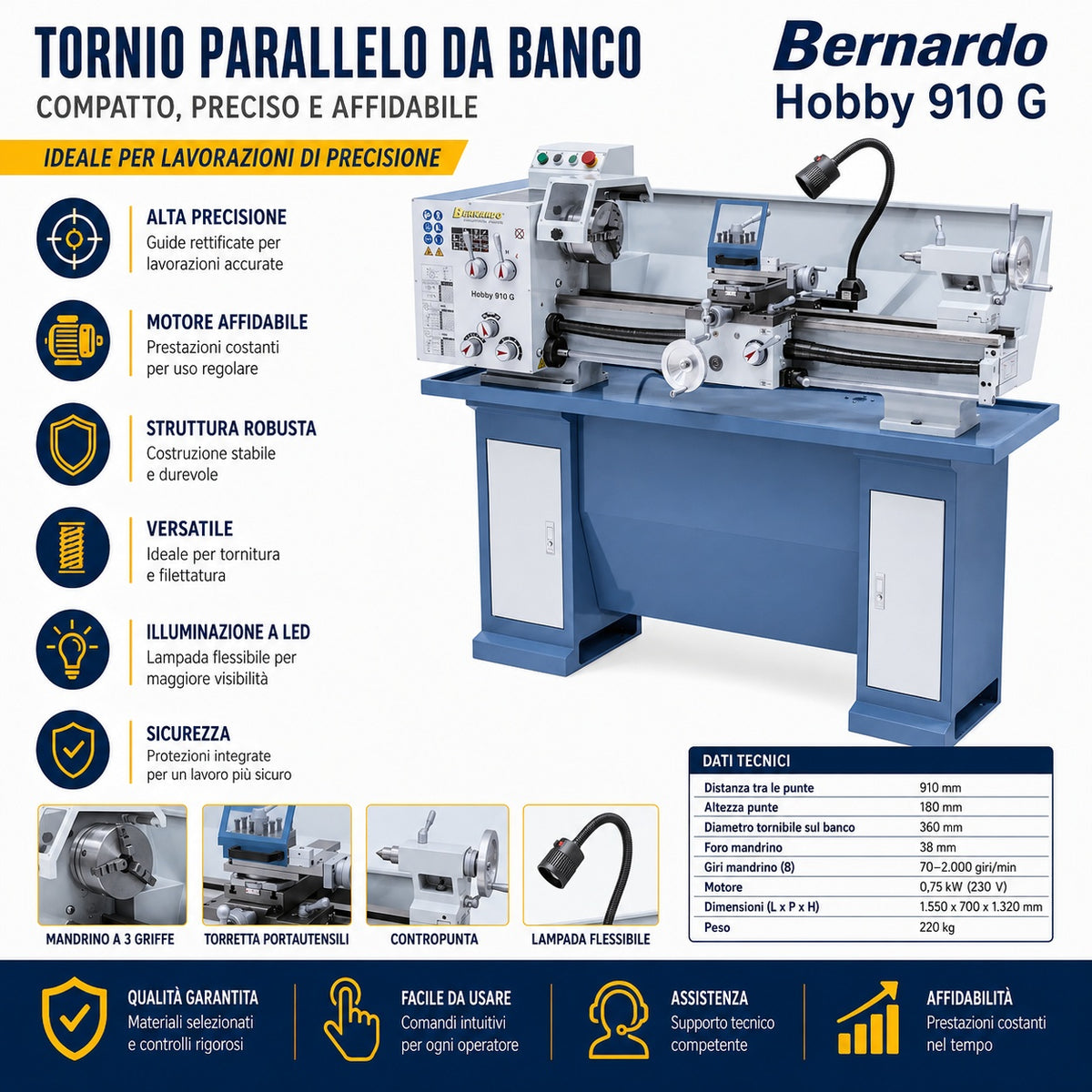 Bernardo Hobby 910 G 230 V stružnica za kovino