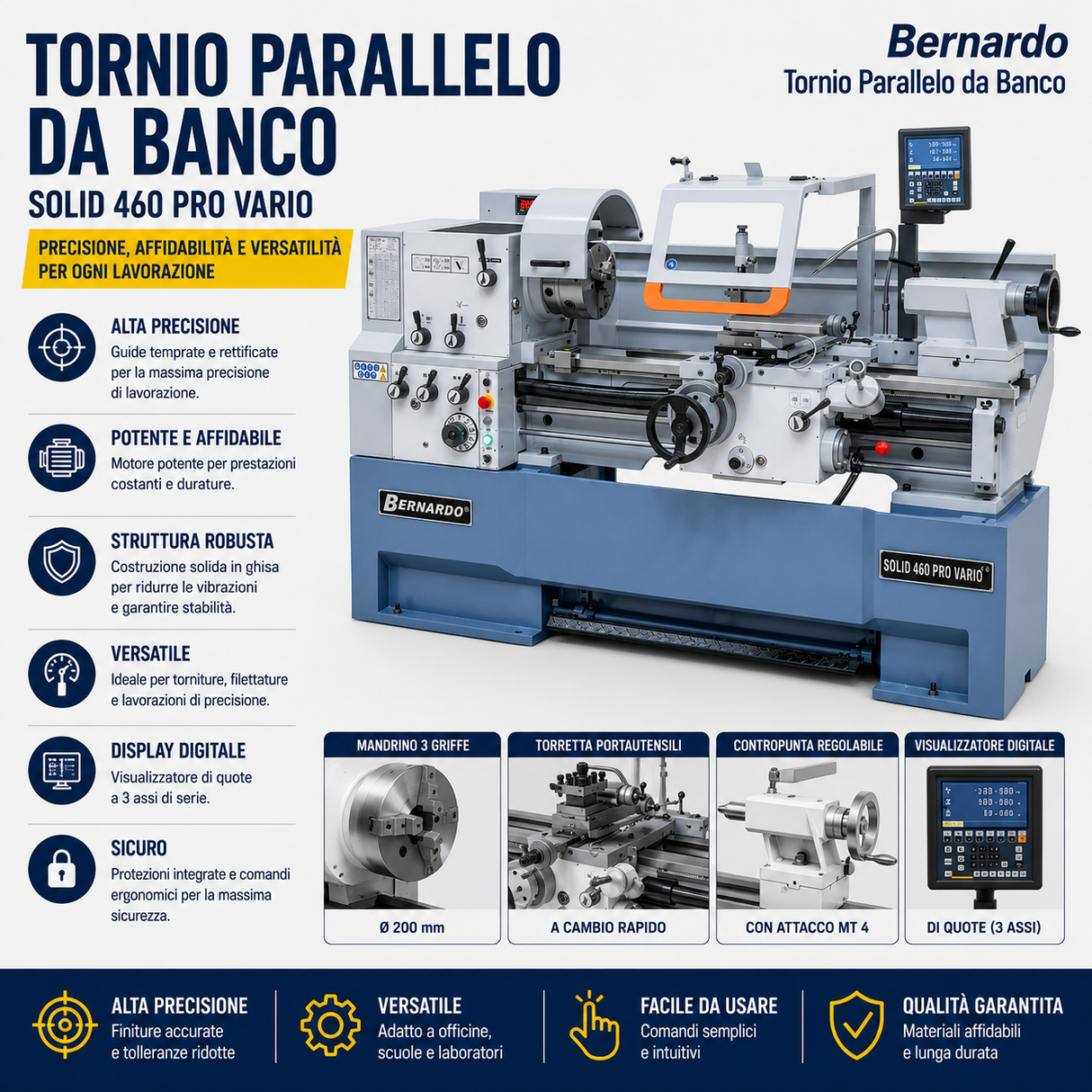 Bernardo Solid 460 x 1000 Pro Vario stružnica za kovino