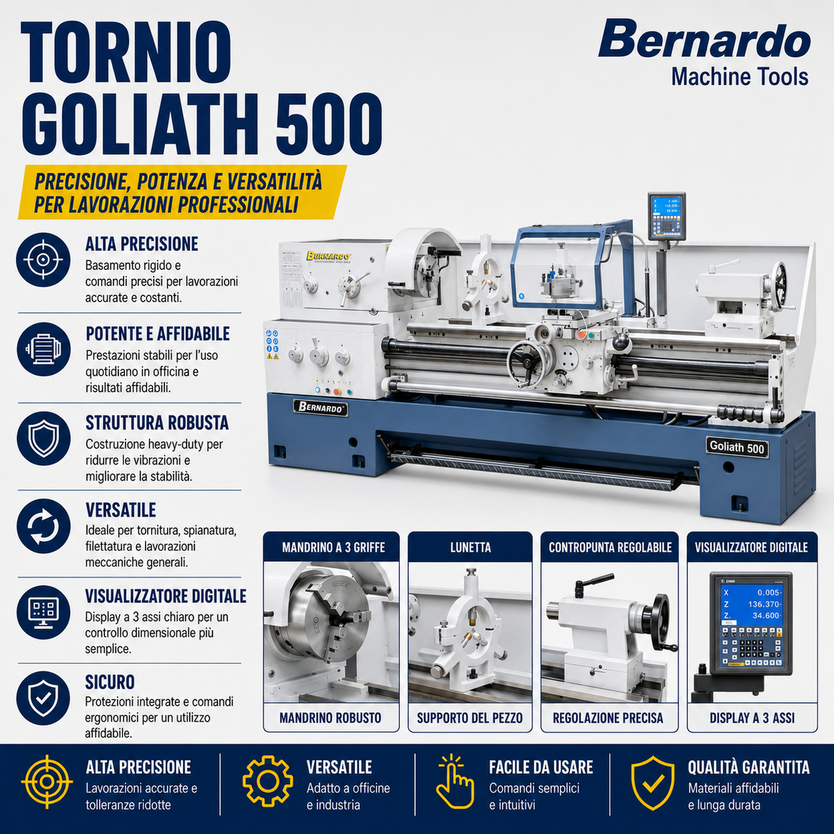 Stružnica za kovino Bernardo Goliath 500 x 1000