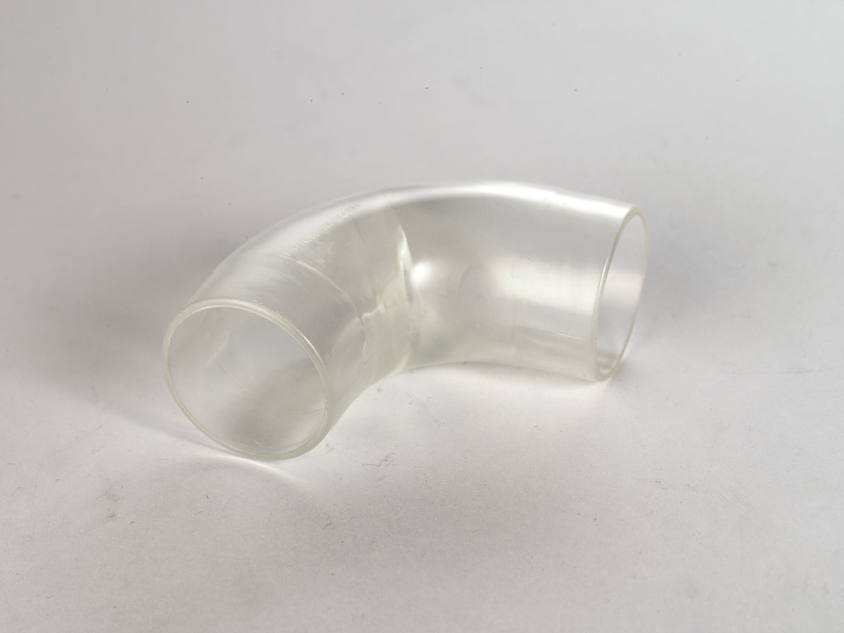 Curva a 90° trasparente Record Power CVA250-50-106 per sistemi di aspirazione da 2,5ā³, ideale per modificare la direzione delle tubazioni e controllare il passaggio delle polveri.