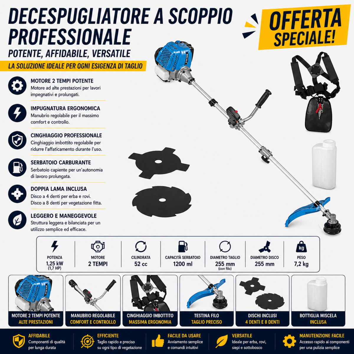 Decespugliatore Güde GFS 31.1, ideale per sfalcio di erba e vegetazione fitta, con motore potente e design ergonomico per un utilizzo confortevole.