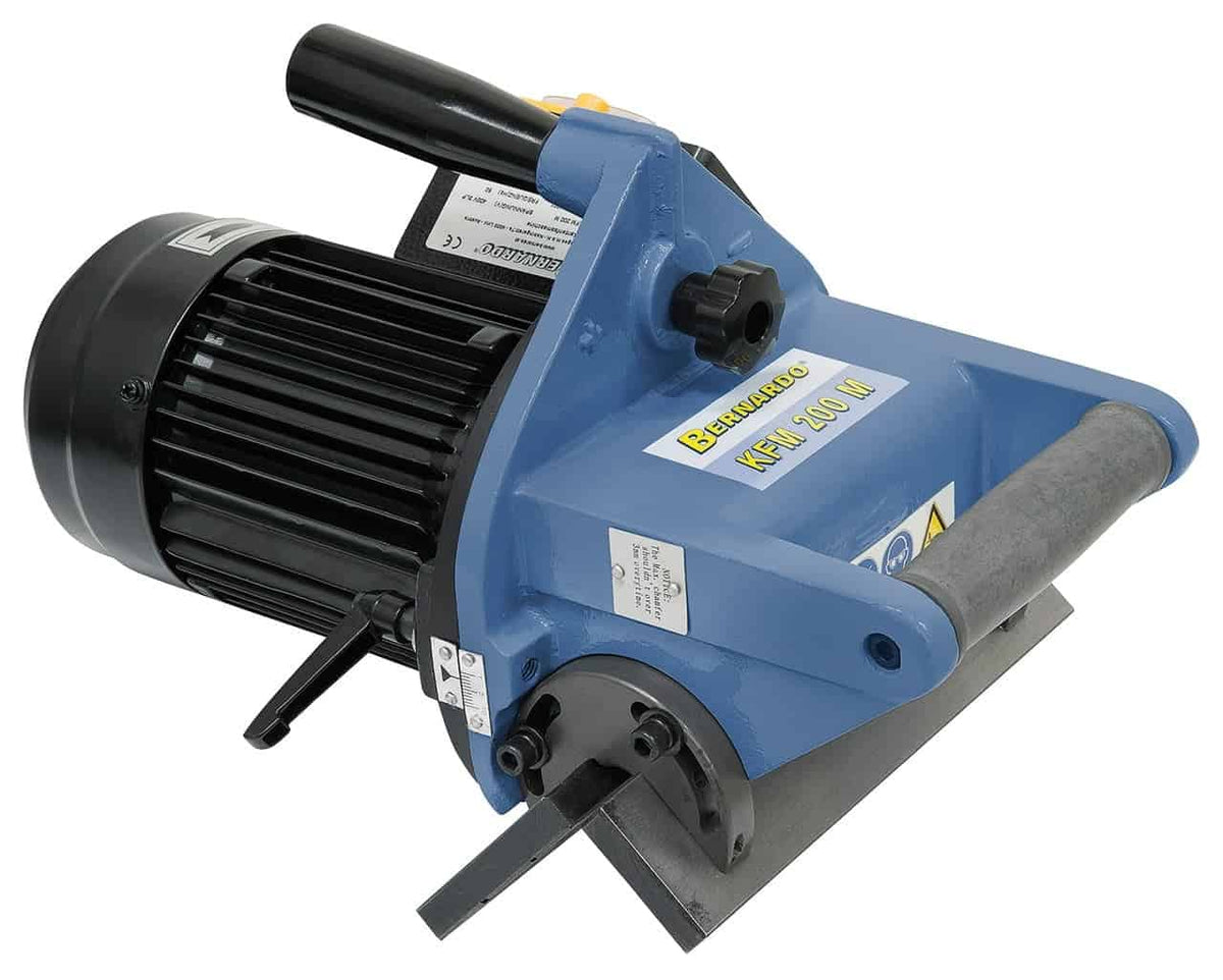Prenosni stroj za poševno rezanje robov Bernardo KFM 200 M – 400 V, poševno rezanje do 10 mm, kot 15°–45°