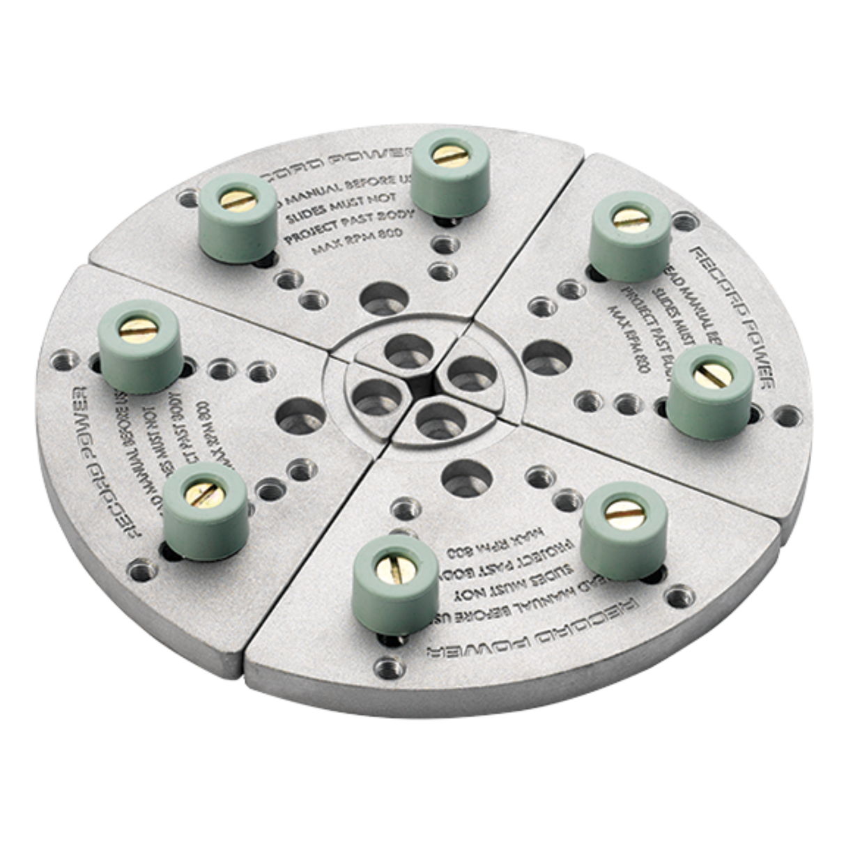 Ganasce di ripresa Mini Record Power con tamponi morbidi, ideali per rifinire il fondo di ciotole giĆ tornite senza danneggiare la superficie del legno.