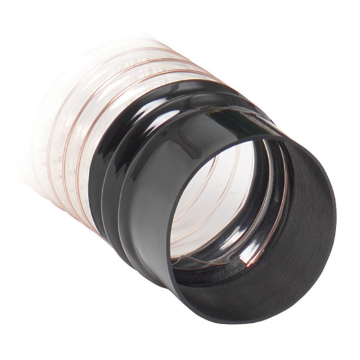 Raccordo a innesto rapido applicato allāestremitĆ del tubo di aspirazione, consente un collegamento semplice e veloce su uscite da 120 mm di aspiratori e macchine.