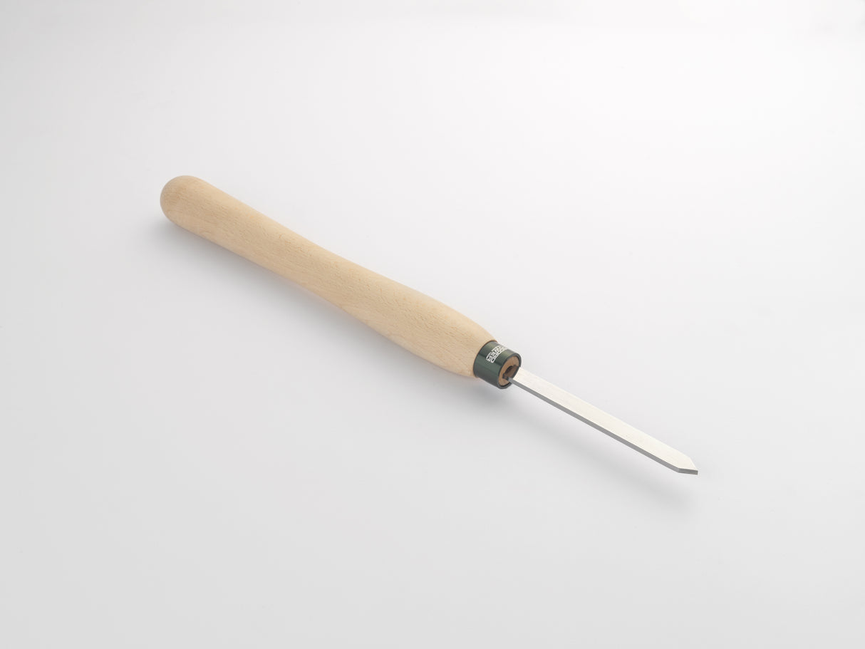 Sgorbia Record Power 3 mm con lama in HSS e manico in faggio, ideale per separazione del pezzo finito e piccole decorazioni in tornitura in linea.