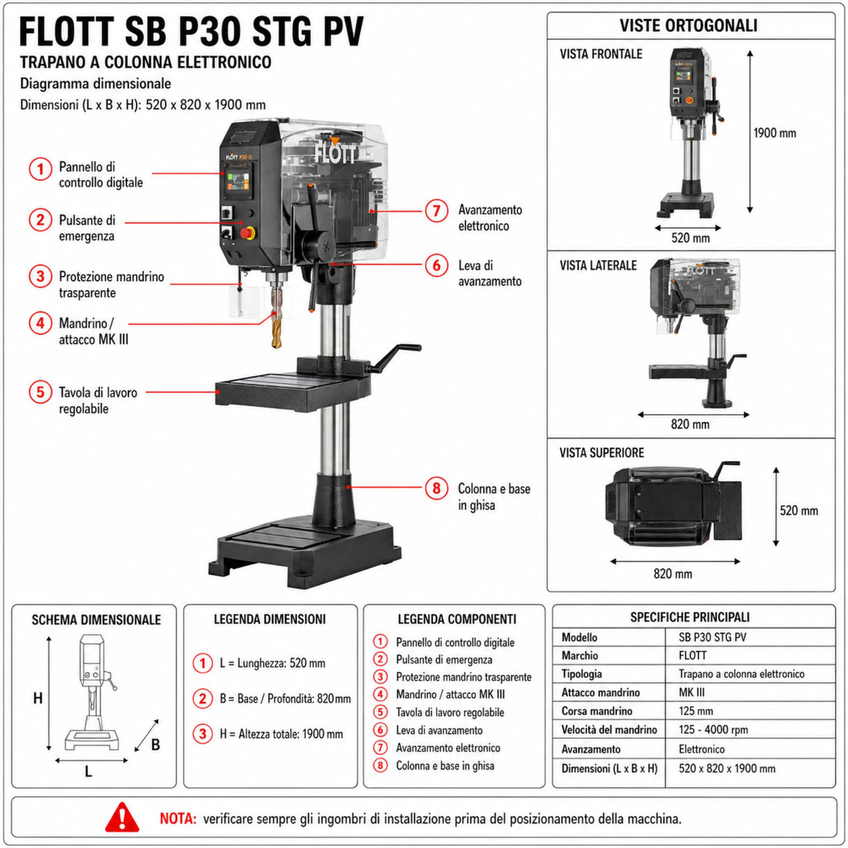 Stebrni vrtalnik Flott SB P30 STG PV