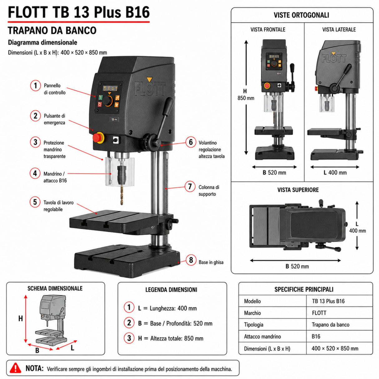 Flott TB 13 Plus B16 vrtalna stiskalnica