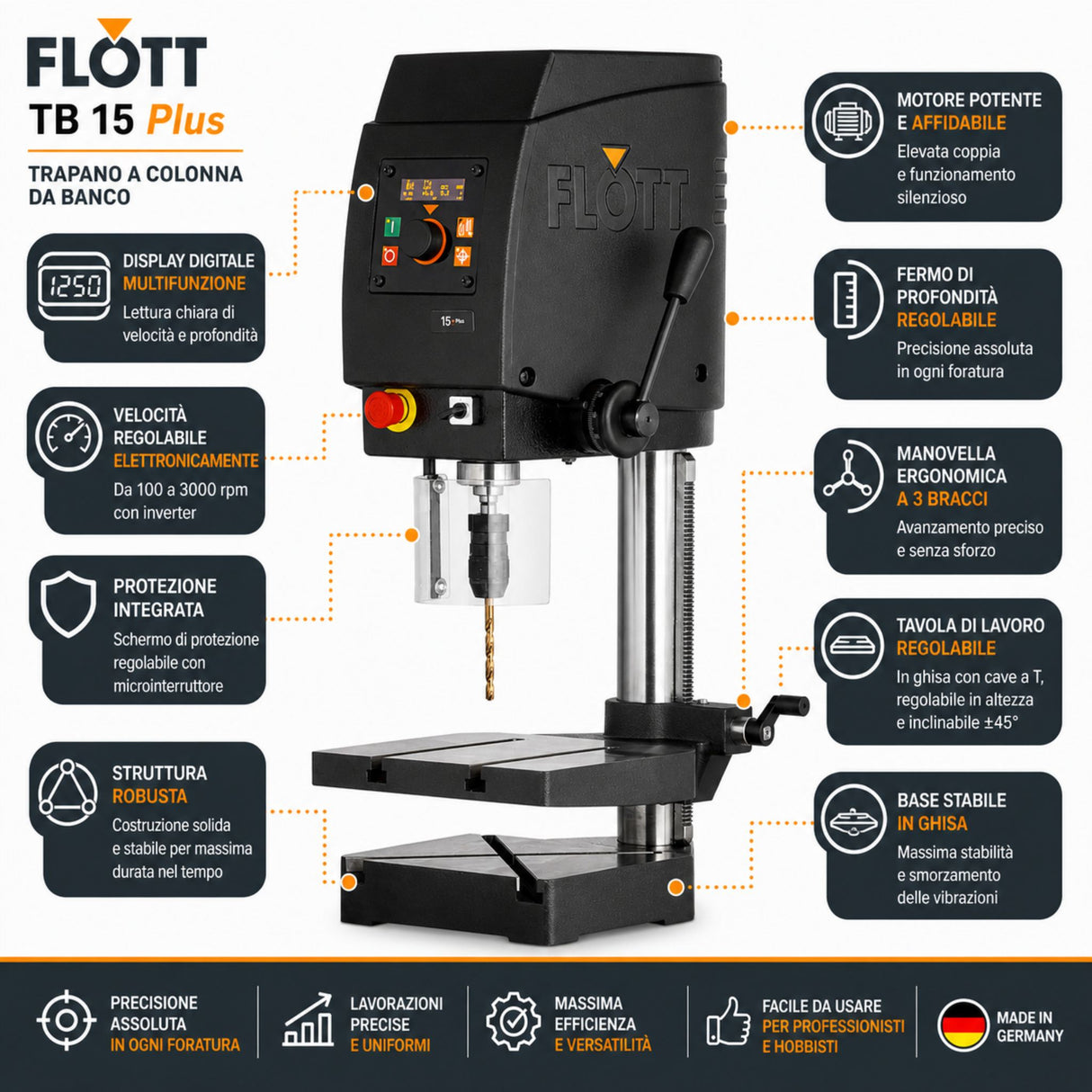 Stolpni vrtalnik Flott TB 15 Plus
