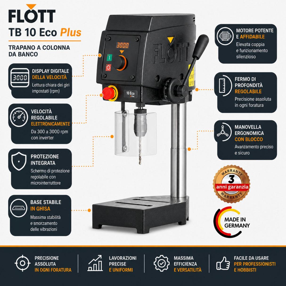 Stolpni vrtalnik Flott TB 10 Eco Plus