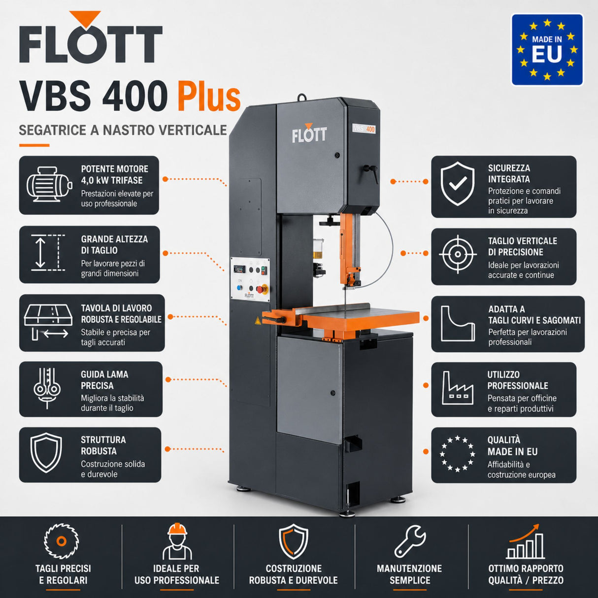 Vertikalna tračna žaga Flott VBS 400 Plus za kovino