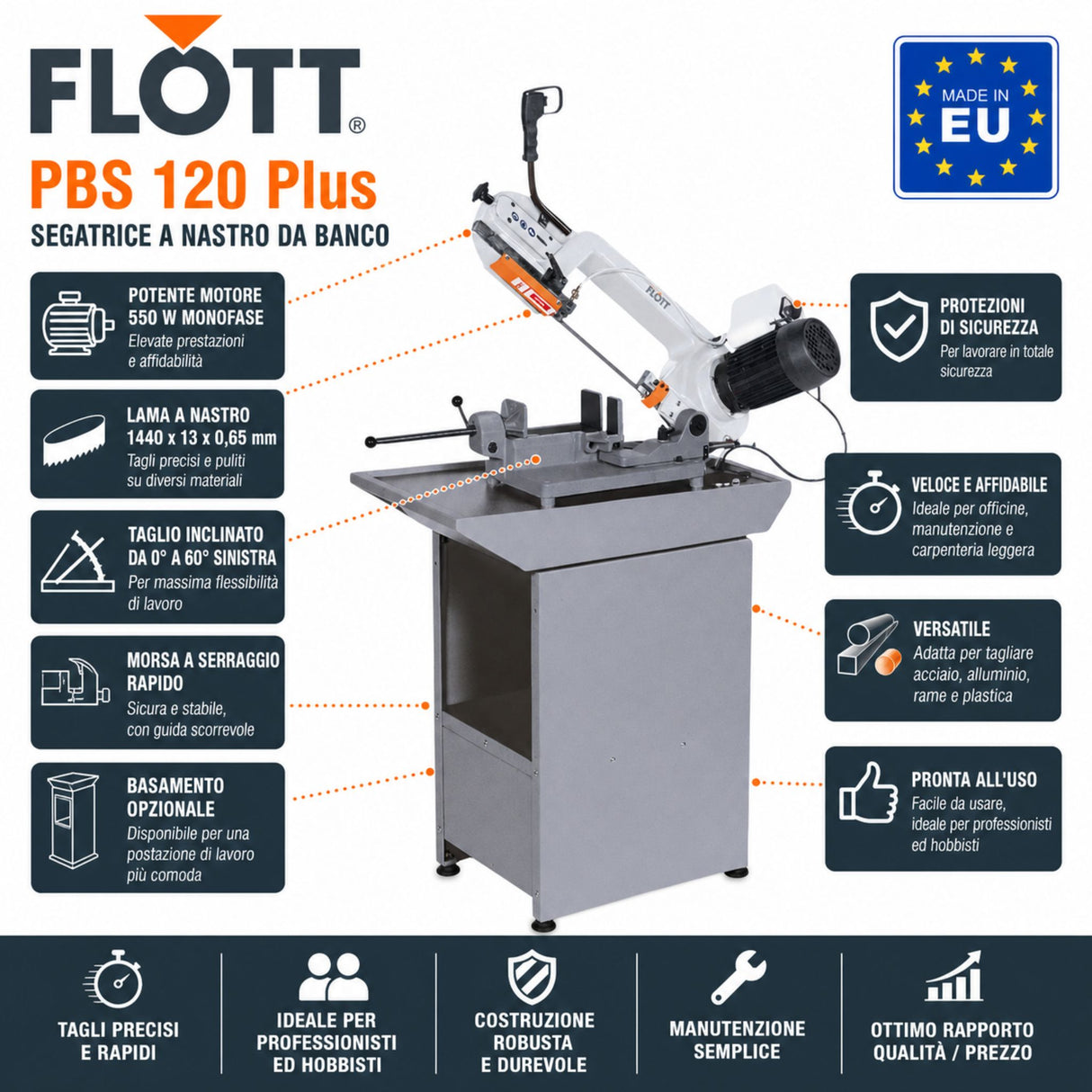 Tračna žaga za kovino Flott PBS 120 Plus
