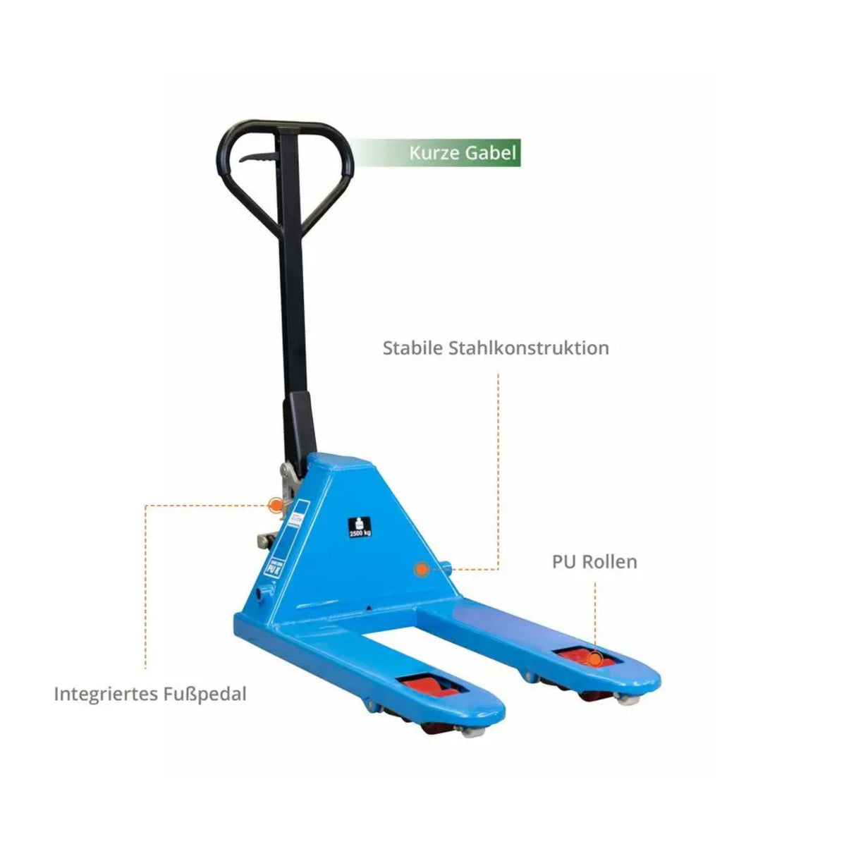 Ročni paletni viličar Güde 2500 kg – PU (vilice 800 mm)