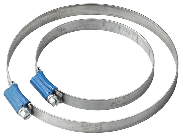 Fascetta di bloccaggio tubo Bernardo in acciaio zincato per aspiratori DC 600 e DC 700, ideale per fissare il tubo di aspirazione in modo stabile e sicuro.