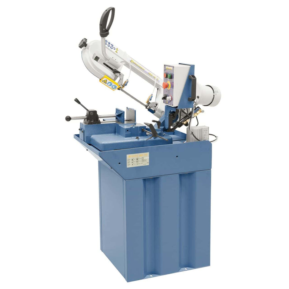 Sega a nastro orizzontale Bernardo HBS 150 Z con braccio orientabile fino a 60° e dispositivo refrigerante, ideale per tagli precisi su metallo.