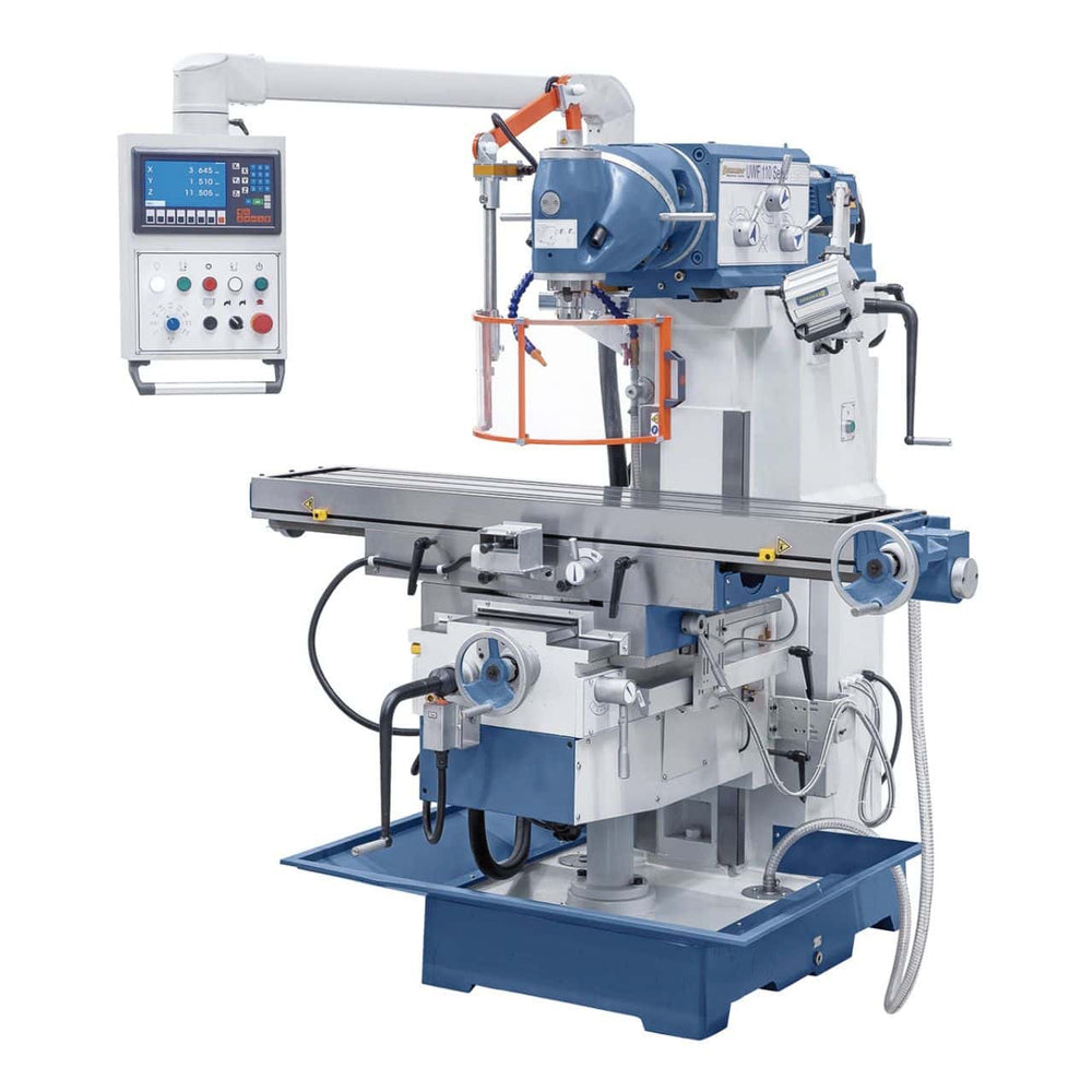 Fresatrice universale Bernardo UWF 110 Servo - 1000 con tavola 1370 x 300 mm, servomotori, 8 avanzamenti automatici, testa Huron e visualizzatore digitale a 3 assi ES-12 H.