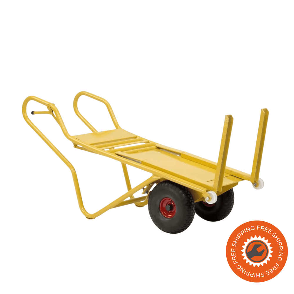 Il carrello manuale professionale Ravendo PT 112 Ergo, con capacità 325 kg, ruote robuste in acciaio con pneumatici in gomma e maniglie ergonomiche, ideale per uso intensivo in ambienti industriali e logistici.