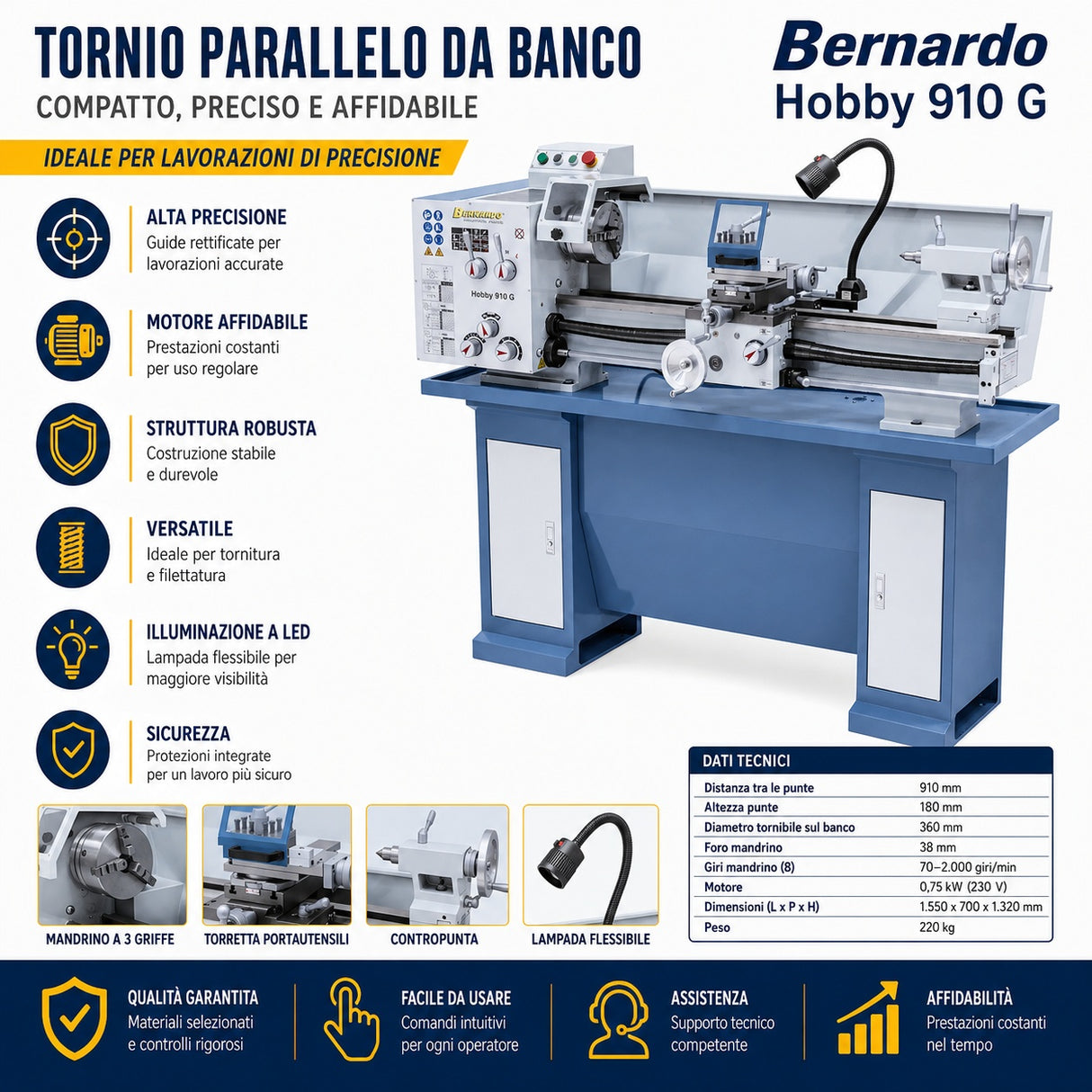 Bernardo Hobby 910 G 230 V stružnica za kovino