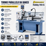 Bernardo Hobby 910 G 230 V / 400 V stružnica za kovino s 3-osnim DRO ES-12 V