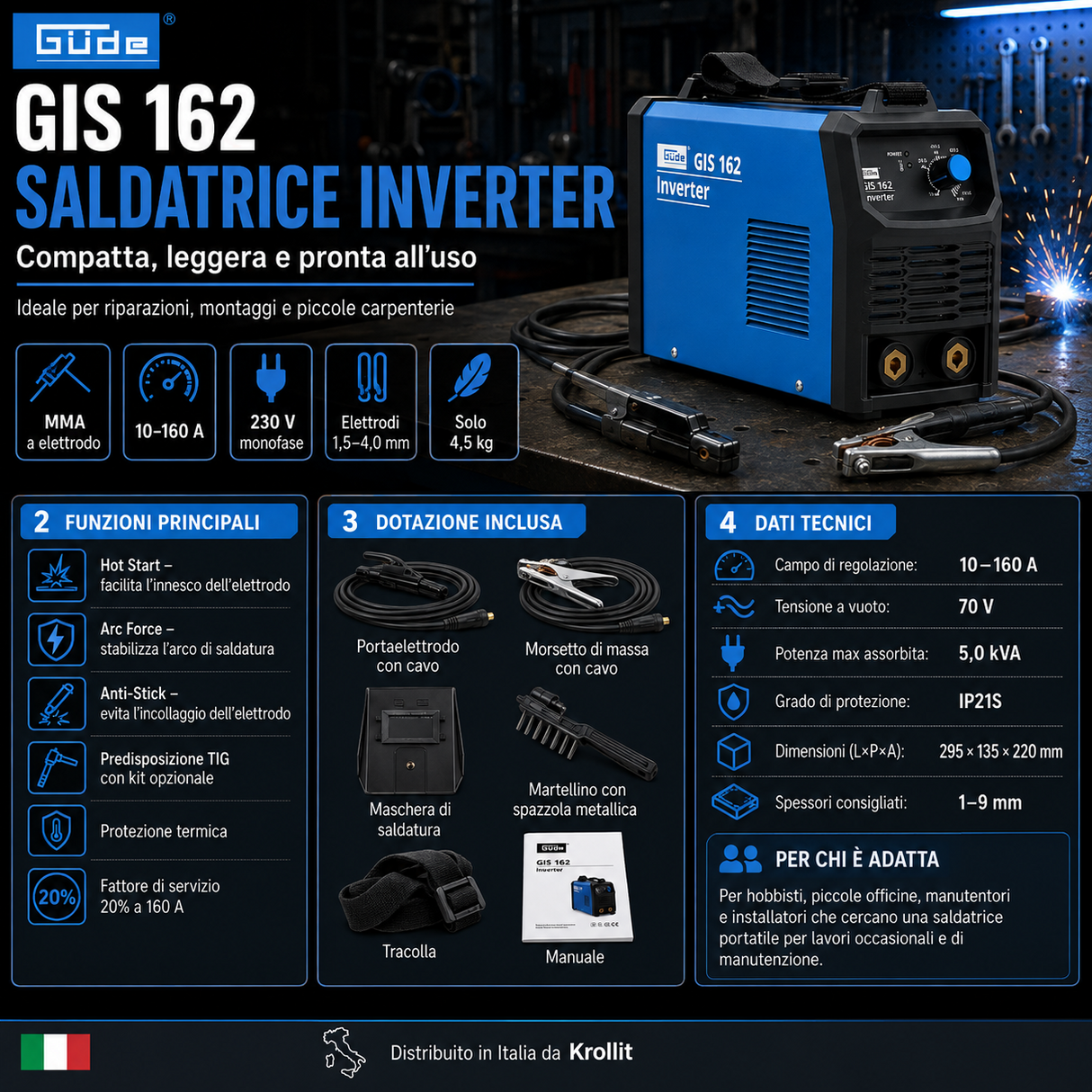 Inverterski varilni aparat Güde GIS 162