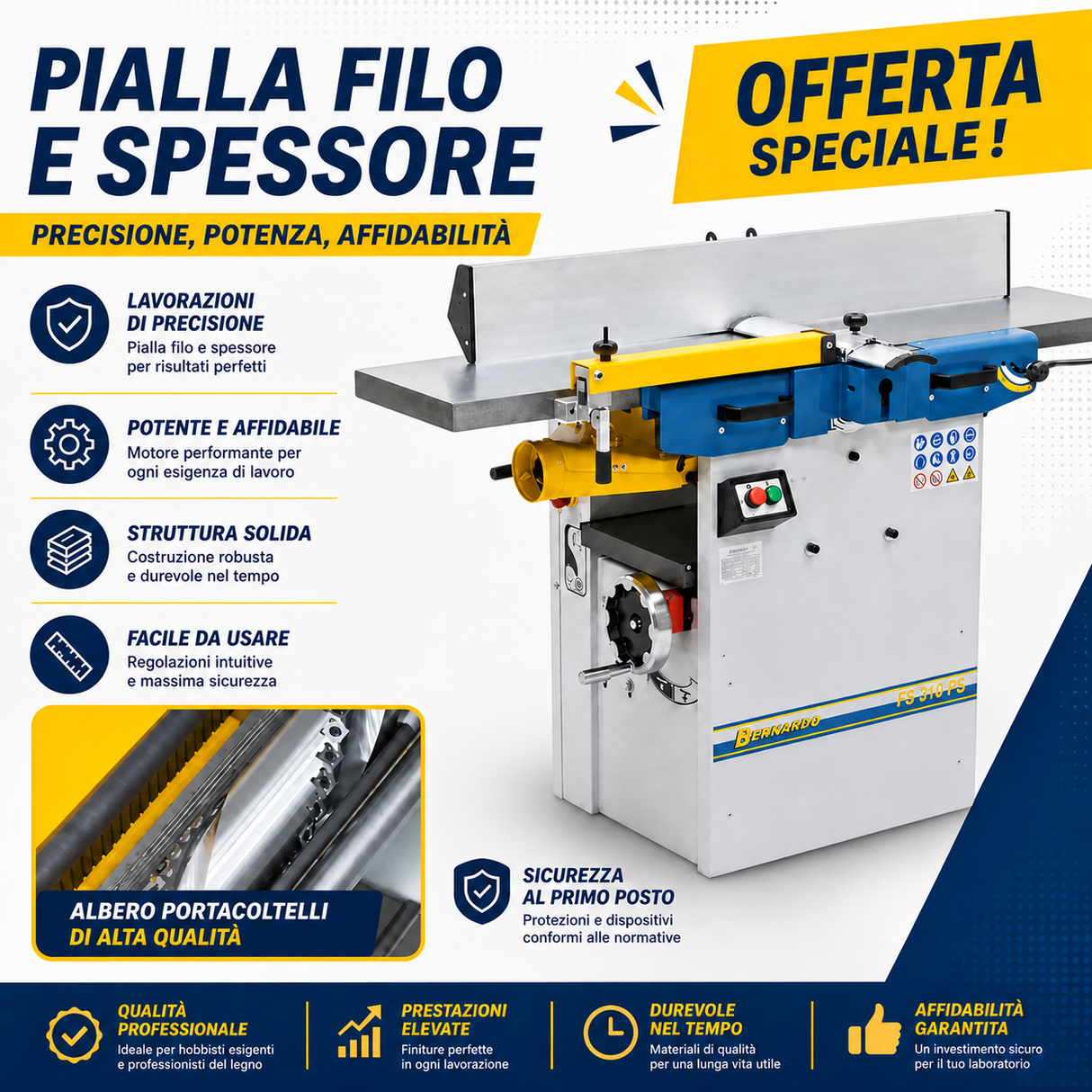 Bernardo FS 310 PS poravnalno-debelinski stroj s spiralno gredjo