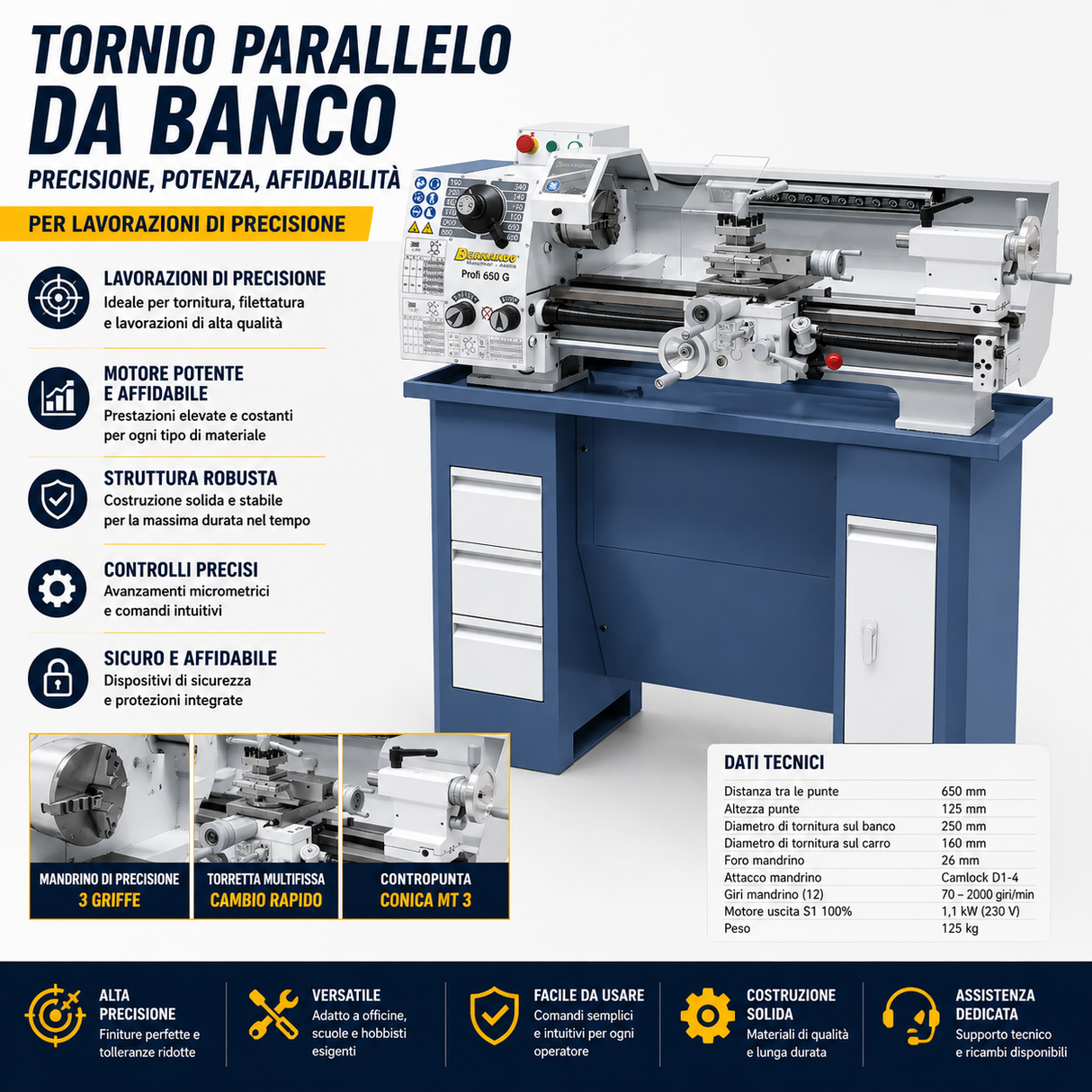 Stružnica Bernardo Profi 650 G / 230 V – kompaktna in zanesljiva