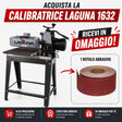 Macchina calibratrice Laguna Tools 1632 SuperMax in combo con rotolo abrasivo da 25 metri grana K80, ideale per levigatura e calibratura del legno.