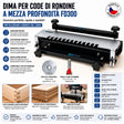 Dima per code di rondine IGM FD300 con corpo in acciaio pieno, sagoma in lamiera zincata 4 mm tagliata al laser, larghezza di lavoro 305 mm. Set completo con boccola copiatrice 15,8 mm e fresa a coda di rondine 12,7 mm 14°. Prodotta nella Repubblica Ceca.