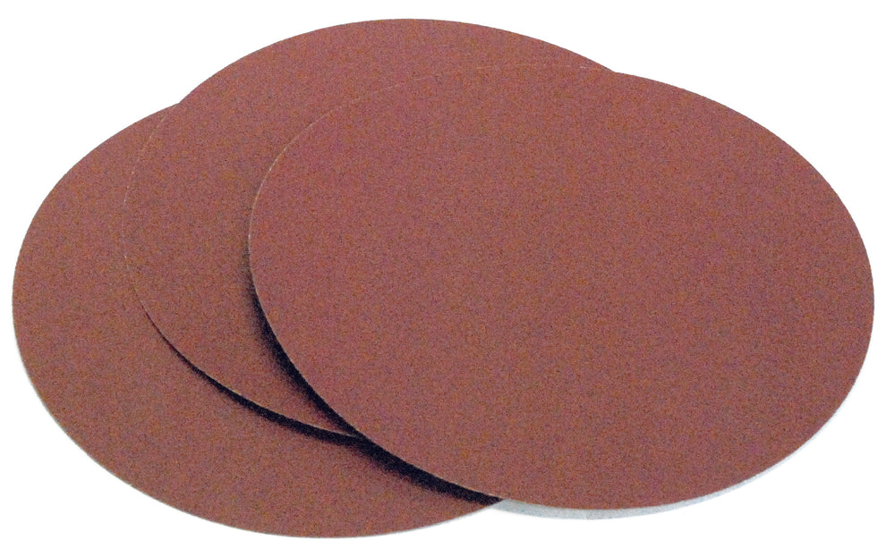 Set da 3 dischi abrasivi autoadesivi Record Power da 300 mm grana 120, ideali per levigatura fine e preparazione alla finitura con DS300.