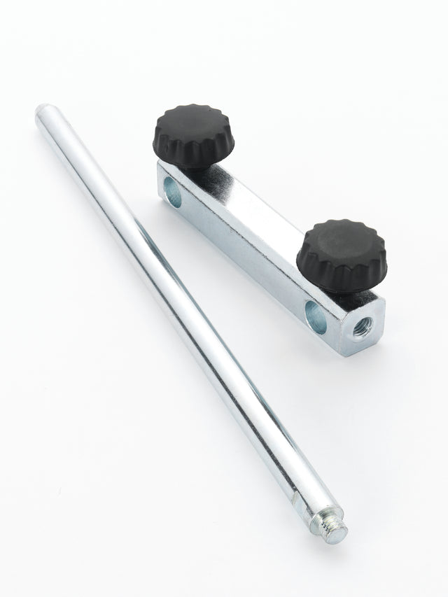 Dettaglio del kit estensione WG250/O installato su affilatrice Record Power WG250, con accesso facilitato alla ruota di lucidatura.