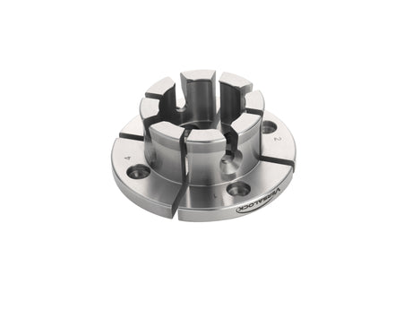 Ganasce modulari a coda di rondine Record Power VersaLock da 50 mm, compatibili con mandrini Victory, SC3 e SC4, ideali per tornitura precisa e versatile.