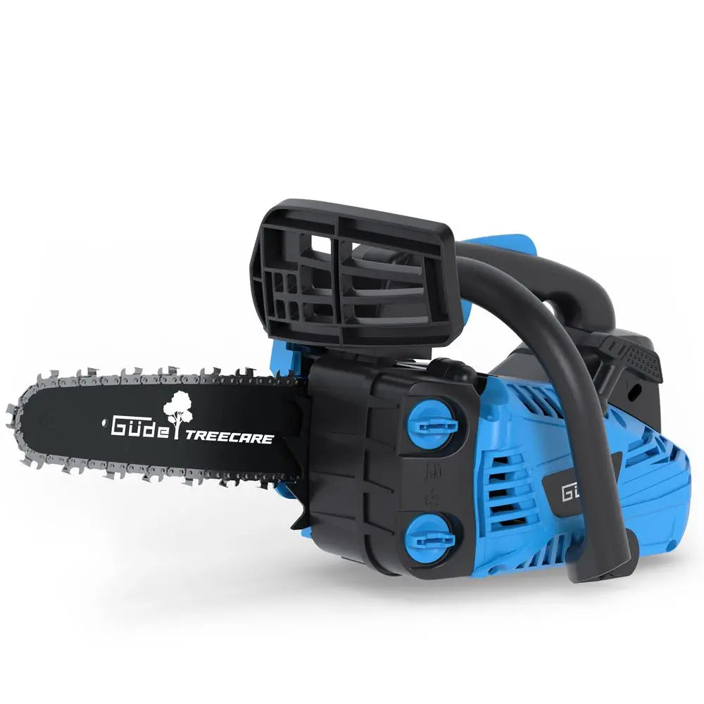 Motosega potatrice Güde BBS 300-25 da 25,4 cc con barra da 345 mm, artiglio metallico e sistema antivibrante.