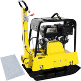 Piastra vibrante Güde GRP 260 con funzione avanti/indietro, piastra 820x480 mm e tappetino in poliuretano per superfici sensibili.