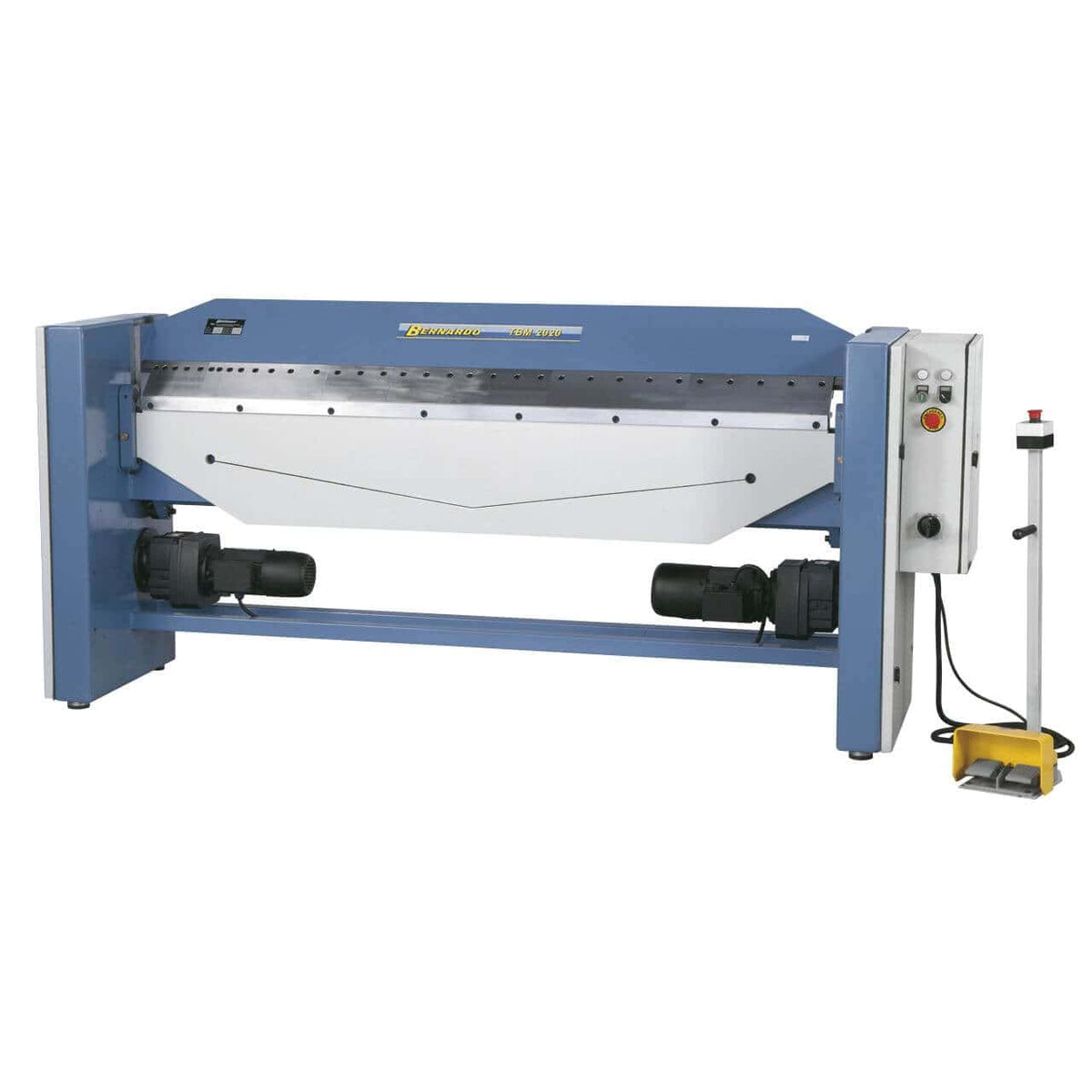 Piegatrice Bernardo TBM 2520 con lama segmentata e comando motorizzato, ideale per piegature precise e professionali fino a 2520 mm.
