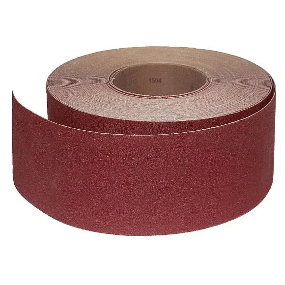 Rotolo abrasivo in tela antistatica 76 mm x 25 m, grana 180, ideale per finitura e levigatura fine di legno, MDF e materiali compositi con levigatrici JET e JWDS.