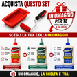 Kit IGM con rullo in silicone Ø 20 mm, larghezza 47 mm, scanalature angolate per trattenere la colla, vaschetta in silicone con intagli frontali, in combo con Titebond a scelta.
