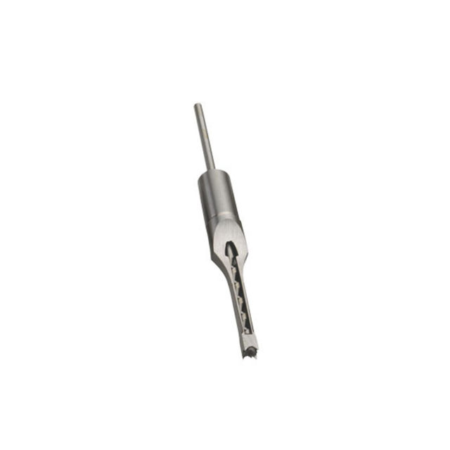 Scalpello per mortasa Record Power da 1/4" con punta elicoidale in acciaio rapido, progettato per mortasatrici e lavorazioni del legno ad alta precisione.