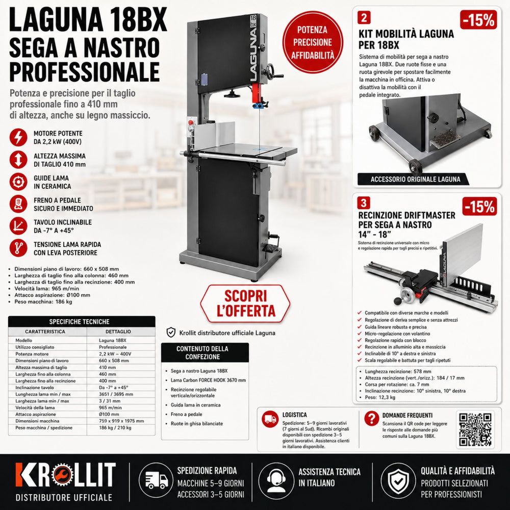 Lama 965 m/min guide ceramica Laguna 18BX riduzione attrito