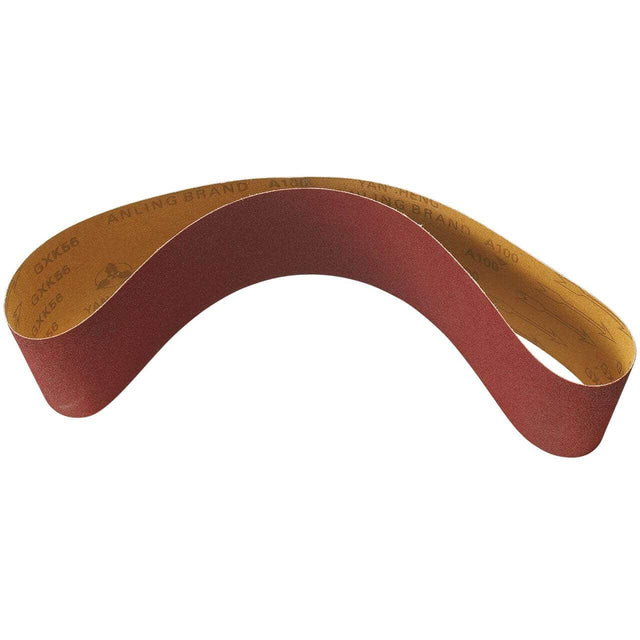 Set di 5 nastri abrasivi Bernardo 1220 x 150 mm con grana G80, ideali per sgrossatura di legno e plastica, alta efficienza e lunga durata.