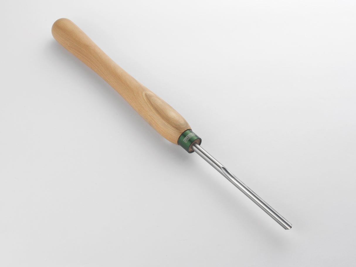 Sgorbia 10 mm Record Power in HSS con manico in faggio, perfetta per creare perline, gole e profili durante la tornitura del legno.