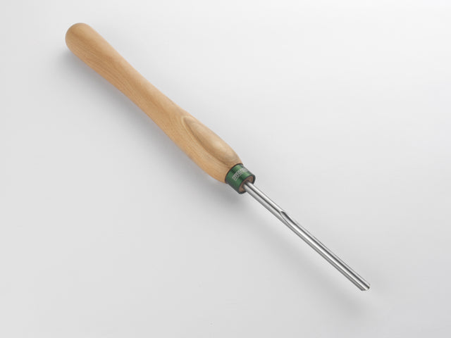 Sgorbia 10 mm Record Power in HSS con manico in faggio, perfetta per creare perline, gole e profili durante la tornitura del legno.