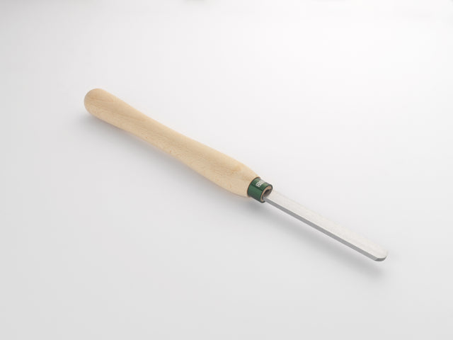 Sgorbia a profilo bombato Record Power 19 mm con lama in HSS e manico in faggio, ideale per rifinitura interna delle ciotole al tornio.