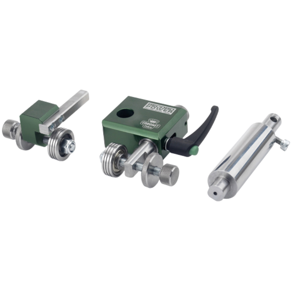 Sistema guida Cobra Record Power per seghe a nastro BS300E e BS350S, ideale per tagli fini, curvi e lavorazioni di precisione.