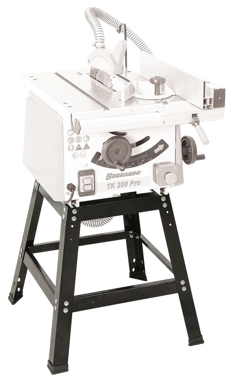 Supporto aperto Bernardo in acciaio verniciato per sega circolare TK 250 PRO, stabile e facile da montare, ideale per uso professionale.