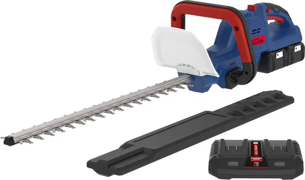 Tagliasiepi Guede HS 36-302-30 36V con lame affilate al laser e impugnatura rotante, completo di 2 batterie e caricatore doppio.