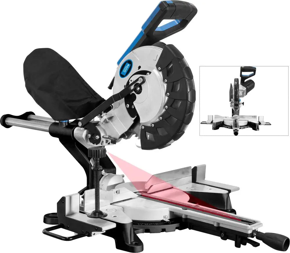 Güde GRK 2534.1 BSL – Troncatrice radiale professionale 2000 W con laser integrato, guida radiale su cuscinetti, piano di lavoro in alluminio e certificazione TÜV/GS.