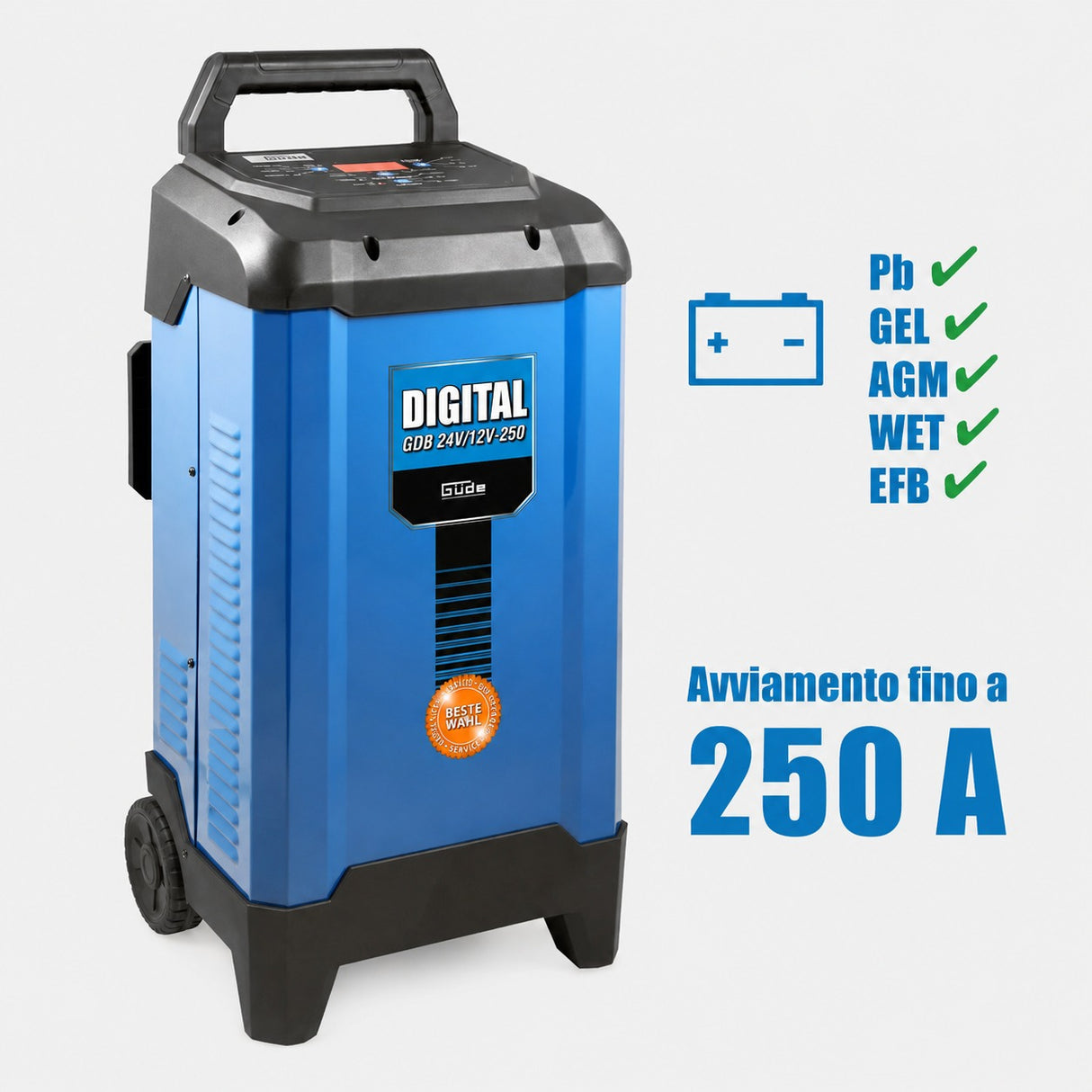 Digitalni polnilnik akumulatorjev Güde GDB 24V/12V-200