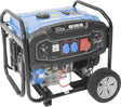 Generatore di corrente Güde Generator GSE 6701 RS con motore OHV 4 tempi, avviamento elettrico o a strappo, ruote trolley e pannello prese frontale.
